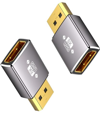 Duttek 8K Displayport-Verlängerungsadapter, Display Port 1.4 Stecker zu Buchse Adapter (8K/60Hz, 4K/144Hz), Display Port 32,4Gbps für PC, Laptop, 2er-Pack