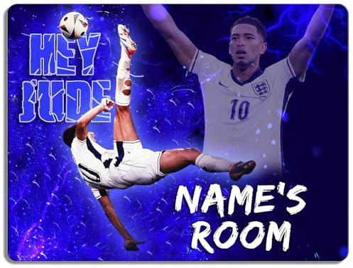 Personalised Bellingham Bedroom Door Sign Football Legend Room Name Plaque Children's Boys England Football Player Kids Birthday Gift NLD81