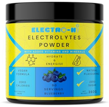 Electro-Hi Electrolyte Powders - Blueberry Flavour Ultimate Hydration with Keto-Friendly, Sugar-Free Formula - Bulk Electrolyte Powder for Optimal Rehydration - 90 Servings