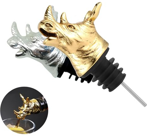 Juego de 2 Vertedores de Alcohol, Vertedor De Aleación De Zinc, Creativo Tapones Decorativos Para Botellas de Vino, Herramientas Del Vino, Pitorro Para Botella de Aceite (Oro y Plata)