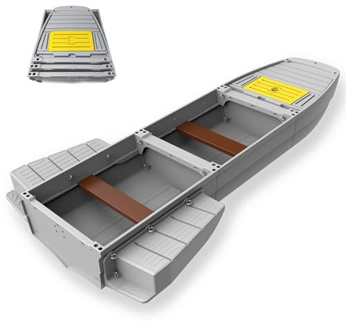 Artigree Fishing Boat, Folding Pontoon Boat, Fits in SUV Trunk - Portable Modular Kayak, Seats 4-6, Motor-Ready, Sturdier Than Inflatable Boats - Ideal for Lure Fishing, Rowing, Travel (Pro, Gray)