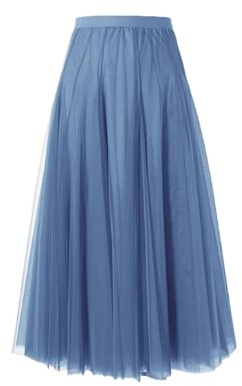 BrightGlow Langer Maxi-Tüllrock Damen A-Linie Midi Rock Unterrock Lagenrock Faltenrock Damen-Tüllrock mit hoher Taille Bühnenkleid Mesh Tutu Röcke für Hochzeit Party