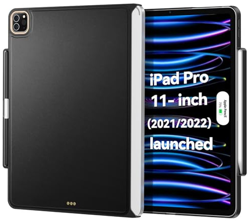 Magic Keyboard Compatible Case for iPad Pro 11 inch (2022/2021) - Cases with Pencil Holder for SmartKeyboard Folio Slim Back Cover, (Keyboard Not Included), Black