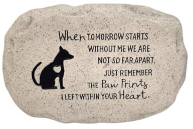 Decorative Paw Print Memorial Plaque Wall Hanging with Heartfelt Quote Indoor Outdoor Ornament Multipurpose Use as Doorstep Garden Stone Dog or Cat (Dog Wall Plaque)