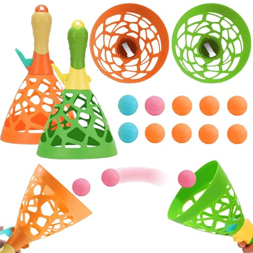 YOUYIKE Jeu De Balle à Attraper, Ensemble De 12 PièCes Jeu Exterieur Enfant, Comprenant 2 Gobelets Et 10 Balles, Jeux De Plage pour Enfants Et Adultes, pour Le Jardin, Le Parc Et La Plage