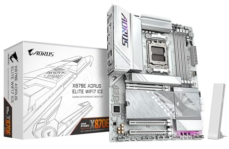 GIGABYTE X870E AORUS ELITE WIFI7 ICE Motherboard - Supports AMD Ryzen 9000 CPUs, 16+2+2 Phases Digital VRM, up to 8200Hz DDR5 (OC), 3xPCIe 5.0 + 1xPCIe 4.0, Wi-Fi 7, 2.5GbE LAN, USB 4