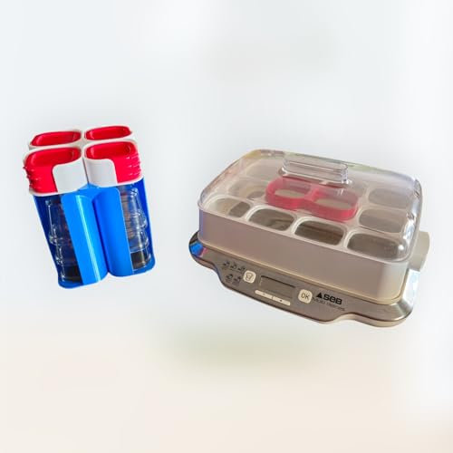 Générique Rangemement Bleu pour 12 Pots et 12 couvercles pour yaourtière multidélices (Bas Bleu et Haut Blanc)