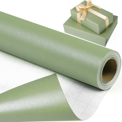 Salbeigrün Geschenkpapierrolle, 43 cm x 10 m Einfarbiges Geschenkpapier mit Perlmutt, Geschenkpapier glitzer für Kinder und Erwachsene, Geschenkverpackung Papier für Geburtstag, Hochzeit, Valentinstag