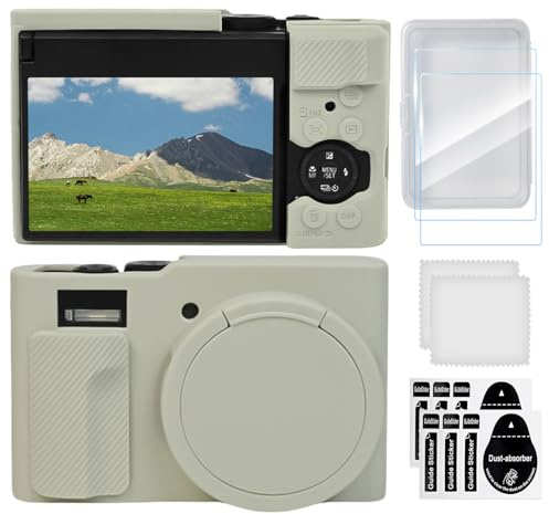 TYUANDOUER TZ99 Camera Case & LCD Screen Protector Accessories Kit, Soft Silicone Case for Panasonic Lumix DC-TZ99 Camera, Protective Body Cover for DC-TZ99 / ZS99 with Lens Cap - White