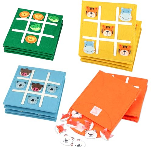 Moosono Tic Tac Toe Spiel, 16 Stück Mitgebsel Kindergeburtstag 6 7 8 | Mini Tic Tac Toespiele für Kinder, Kleine Geschenke für Schüler
