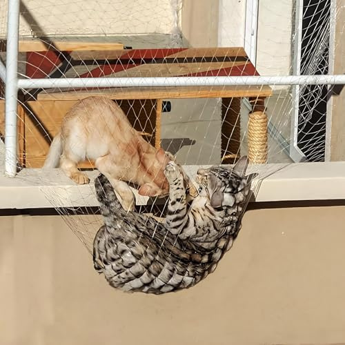 Cat Safety Net for Balcony,Heavy-Duty Steel Wire Reinforced Transparent Anti-Fall Net,6x3m Extra Strong Pet Proof Mesh with Fixing Kit,Pet Safety Net,No-Drill Option for Windows,Catio Balcony Security
