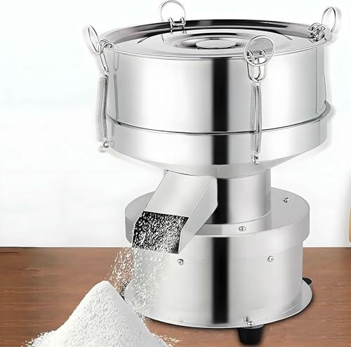 HOTAPEPU Machine de tamisage Automatique de Poudre, Tamis Vibrant électrique Automatique en Acier Inoxydable pour poudres, Tamis à Farine 40 + 60 Mailles, 1 350 N/Min pour poudres~/