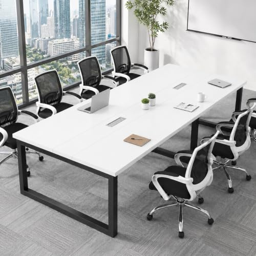 Tazyee Mesa de Conferencias Grande para Oficinas – Mesa de Reuniones para Muchas Personas, Diseño de Madera, Fácil Montaje, Espacio Amplio para Seminarios y Aulas (Sillas No Incluidas)
