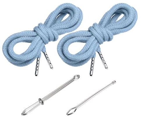 PATIKIL Cordones De Ajuste 130cm / 51 Pulgadas, 2 Piezas De Cordones De Reemplazo con 2 Piezas De Enhebradores Fáciles para Pantalones Cortos Chaquetas Abrigos Pantalones, Azul Cielo