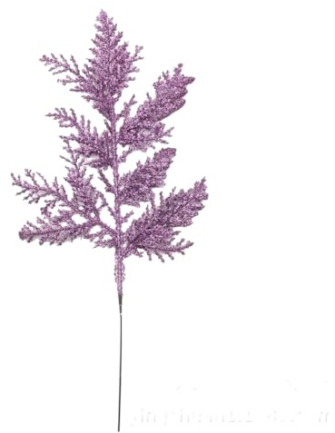 Vayliro 10 Stück Künstliche Weihnachtszweige Glitzer Deko Zweige Weihnachten Kunstpflanzen Tannenzweige Trockenblumen für Weihnachtsbaum Kranz Tischdeko Geschenkbox DIY Dekoration 27x13cm,Lila