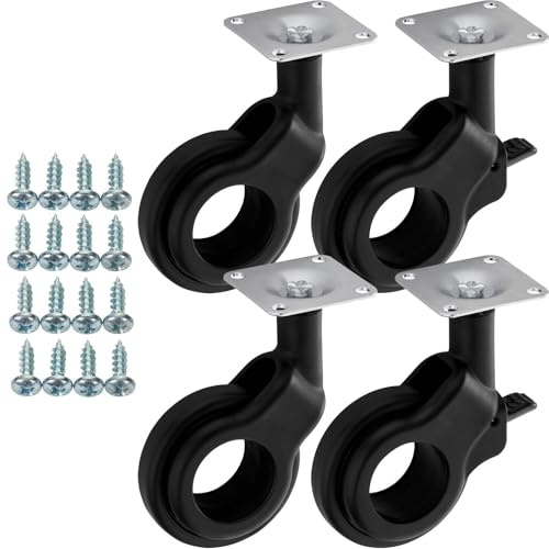 SOTOOLS 4er Set Lenkrollen ANDY, 60 mm, bis 120 kg, Polyurethan, schwarz | 360° Drehbar, gebremst und ungebremst, mit Anschraubplatte, Schraubenset 5 x 17 mm, Metall. Für Möbel.