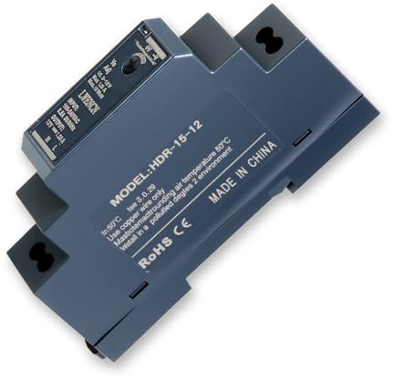 Hutschienen Netzteil 12V DC 1,25A 15W, DIN Schienen Transformator HDR-15-12 | Compatibile con guida DIN standard TS 35/15 e TS 35/7.5 für Heim- oder Industrieautomation, Eingang 100-240V AC