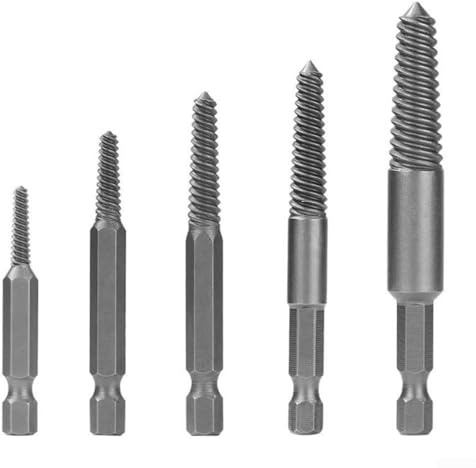 Set mit 5 Sechskant-Schraubenausdrehern zum Entfernen von verrosteten, abisolierten, gebrochenen Schrauben und Bolzen auf Holz, Metall und Maschinenschrauben