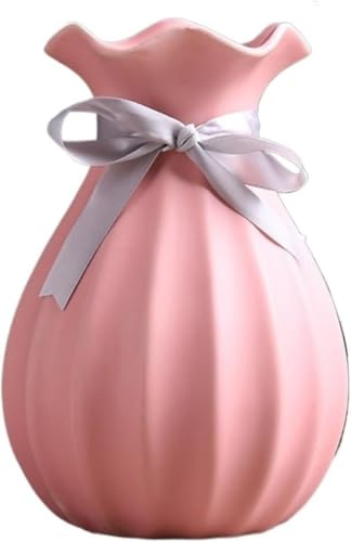 Ceramic Vase for Flowers,Small for Living Room Wedding Garden Office Christmas Decor - 7.8in H(Pink)