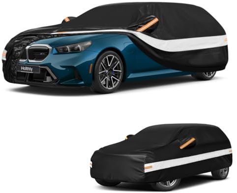 Holthly Autoabdeckung Kombi Passend für BMW 5er Touring E39/E61/F11/G31/G61（2000-2026） 10 Schichten Vollgarage Auto Abdeckplane 100% Wasserdicht Autoplane Outdoor Autogarage