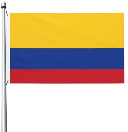 Bandera de Colombia estampada, bandera de doble cara de 3 x 5 pies, ligera y no destiñe con ojales. Ideal para fiestas al aire libre y jardines.
