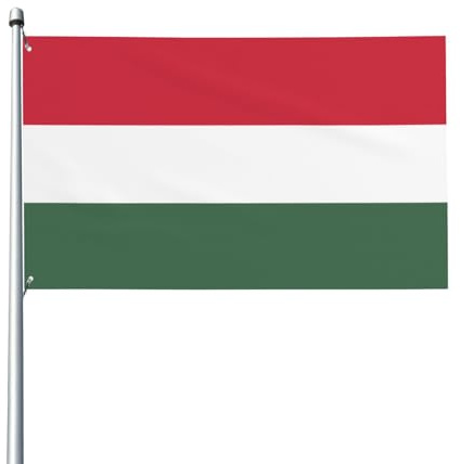 Bandiera dell'Ungheria stampata su un solo lato, 0,9 x 1,5 m, bandiera decorativa per interni ed esterni (palo non incluso)