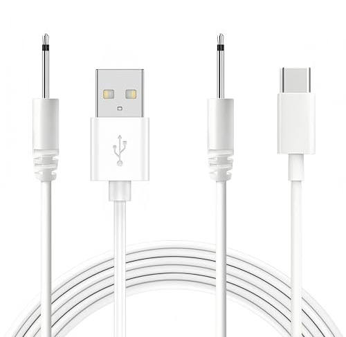 2 Pack-Universal USB DC 2.5mm Charging Cable for Massagers, 82cm USB DC Fast Charging Cable Replacement Charger for Mini Massagers & Rechargeable Toys and handheld wellness devices (USB-A + USB-C)
