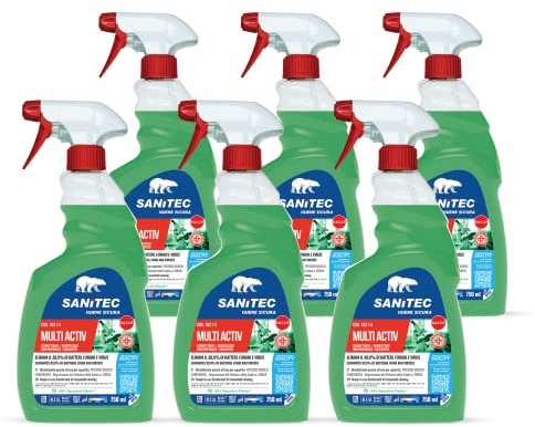 SGWEB Professional Sanitec Multi Activ Sgrassante Disinfettante Multiuso Superfici Presidio Medico Chirurgico Elimina 99,9% Batteri Confezione 6 Flaconi da 750 ml