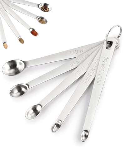 UZEXYO 5 Pcs Mini Measuring Spoons Set Stainless Steel Small Teaspoon Measuring Spoons Tad Dash Pinch Smidgen Drop for Precise Spice Seasoning Baking and Cooking