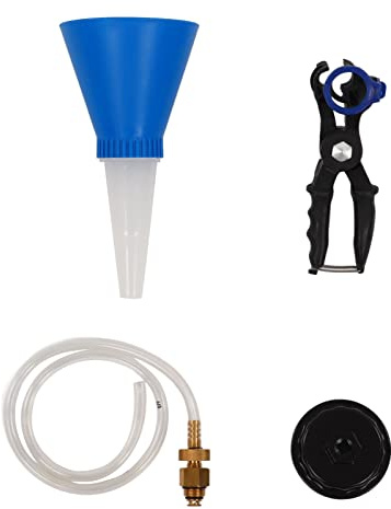 Ausla Chiave per Filtro Olio Set di Strumenti di Scarico Kit Tubo di Scarico Imbuto Olio in Alluminio e Rame per 64 Mm 14 Flauto da 2,0 a 5,7 Litri Strumento di Motore per Meccanici Domestici