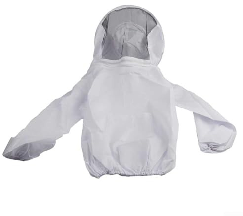 2 unids para apicultor chaqueta traje con capucha para la agricultura de miel blanco algodón jersey smock puños elásticos colmenario ropa 55cm manga