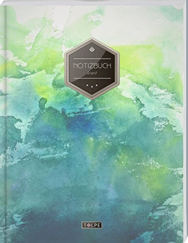 TULPE Liniertes Notizbuch A4 „C003 Grunge“ (140+ Seiten, Vintage Softcover, Doppelrand, Seitenzahlen, Register - Dickes Notizheft, Deutschheft, Schreibheft, Schulheft, Tagebuch, Lineatur 27)