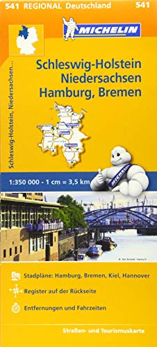 Michelin Schleswig-Holstein, Niedersachsen, Hamburg, Bremen: Straßen- und Tourismuskarte 1:350.000 (MICHELIN Regionalkarten)