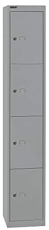 BISLEY Schließfachschrank Office, 1 Abteil, 4 Fächer, T 305 mm, Metall, 355 Silber, 30.5 x 30.5 x 180.2 cm