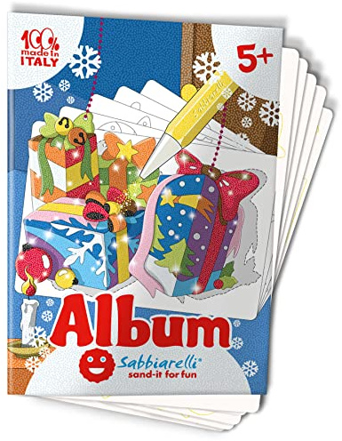 Sabbiarelli Sand-it For Fun - Album Gli Addobbi di Natale 2: 5 Fogli Adesivi A5 per Sand Art con 10 Decorazioni da Colorare con Sabbia Colorata (non inclusa) - Lavoretti di Natale per Bambini Anni 5+