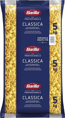 Barilla Hartweizen Pasta Conchiglie Rigate n. 93 – 1er Pack (1x5kg) | Unsere klassische Pasta mit vollem Geschmack und bekannt für seine perfekten Kocheigenschaften