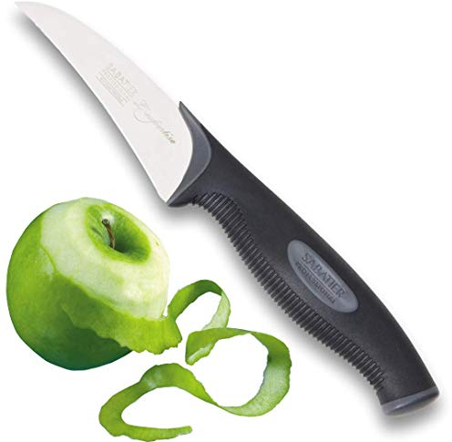 Sabatier Professional L’Expertise Curved Peeling Knife – 8cm Chrome Molybdenum Stainless Steel, Finely Ground Razor-Sharp Blades, Ergonomic Soft Grip Handle.