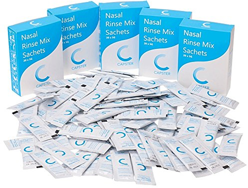 Capster Bustine per Lavaggio Nasale – Sale Pre-Miscelato, Solubile e Morbido per Neti Pot – Adatto per Neilmed, Sistemi di Irrigazione Nasale & Neti Pots (100 x 5g) – 500g