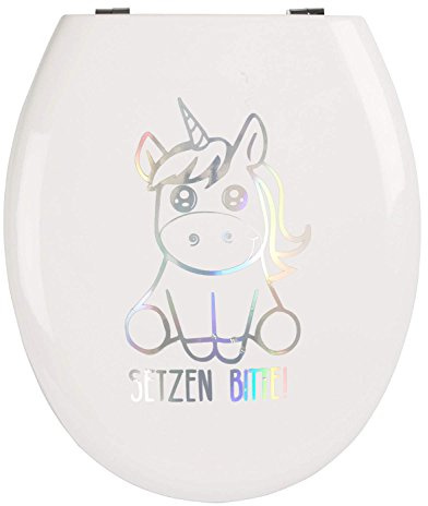 EinhornLiebe WC-Deckel Aufkleber lustiger Einhorn Sticker für Klo-Deckel Wandsticker 25cm x 8cm (SETZEN BITTE)