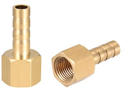 sourcing map 2 Stk. Messing Schlauchanschluss Adapter Gold 6mm x 1/8 G | Für Luft, Wasser, Kraftstoff, Öl, Inertgase, Gesamtgröße 27mm X 13mm, Gewicht 17g, Barb-Länge 17mm, Gewindelänge 10mm