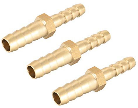 sourcing map Messing Reduzierstück Widerhaken Schlauchanschluss Adapter für Schlauch ID 8mm bis 6mm (3 Stück)