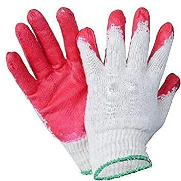 Solide Arbeitshandschuhe 12 Paar Handschuhe Gartenhandschuhe Größe L Baumwolle+Latex (Rot)
