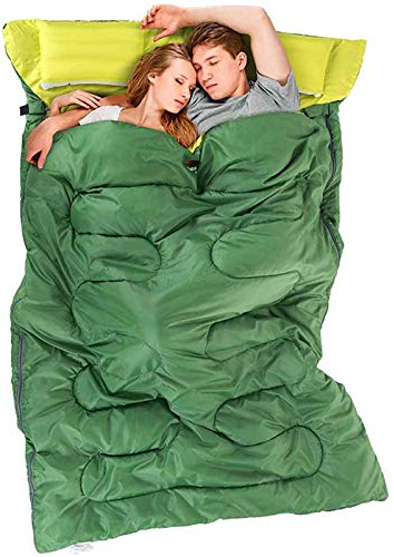 Omenluck 1 x Doppelschlafsack für King-Size-Betten mit 2 Kissen, verwandelt sich in 2 Einzelbetten für 3- oder 4-Jahreszeiten.