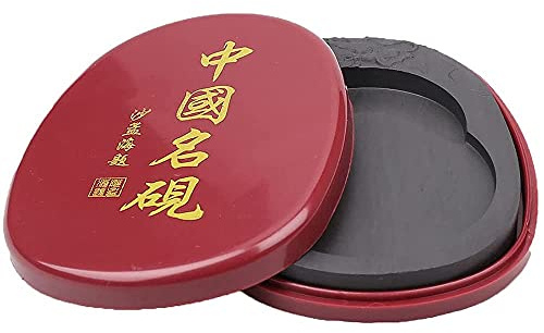 ANCLLO Pietra di inchiostro per calligrafia con copertina di calligrafia cinese Inkstone naturale Chines Inkstone