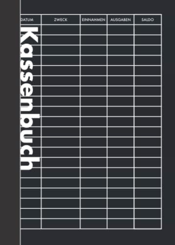 Kassenbuch A6 Schwarz: 110 Seiten - 55 Blatt | Einfaches Einnahmen - Ausgaben Buch | Handliches Format