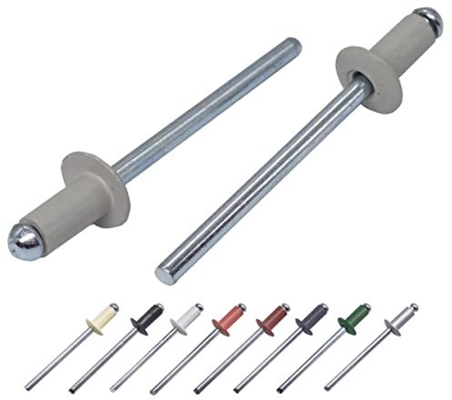 Lot de 100 pièces de rivets aveugles peints 4,0 x 8 mm, tête bombée, DIN 7337, rivet en aluminium et mandrin en acier, rivets à pression (100, gris agate RAL 7038)
