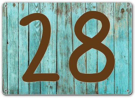 banjado® Hausnummernschild personalisierbar Motiv Blaues Holz - Hausschild personalisiert Draußen mit Straßennamen möglich - Hausnummernschild Edelstahl versch. Motive - inkl. Montagematerial