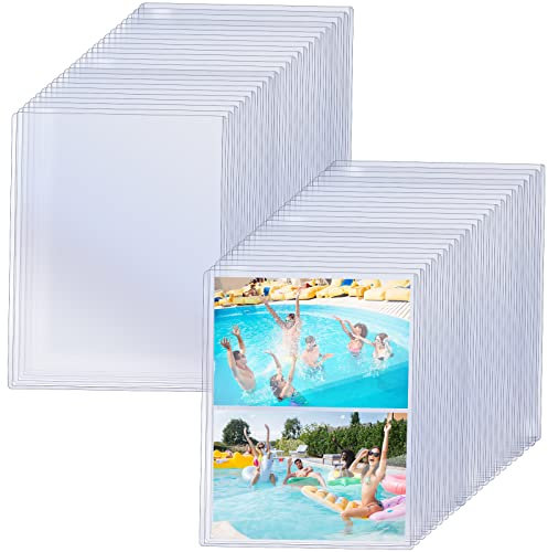 40 Pcs 5 x 7 Rigid Print Protectors, Clear Waterproof Hard Plastic Page Sheet Protectors Top Loading Rigid Photo Card Postcard Sleeves for Album Paper Document Holder
