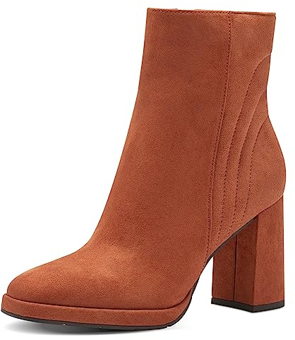 MARCO TOZZI Bottines pour femme avec talon bloc élégant, rouille, 38 EU