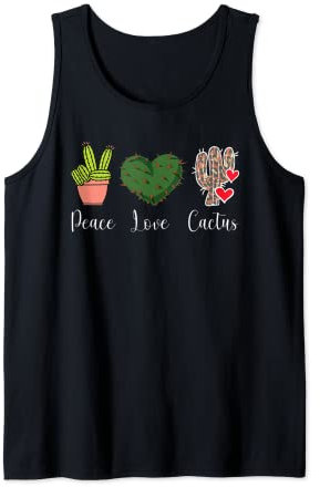 Peace Love Cactus Saguaro Opuntia succulent Cactacea Lover Tank Top